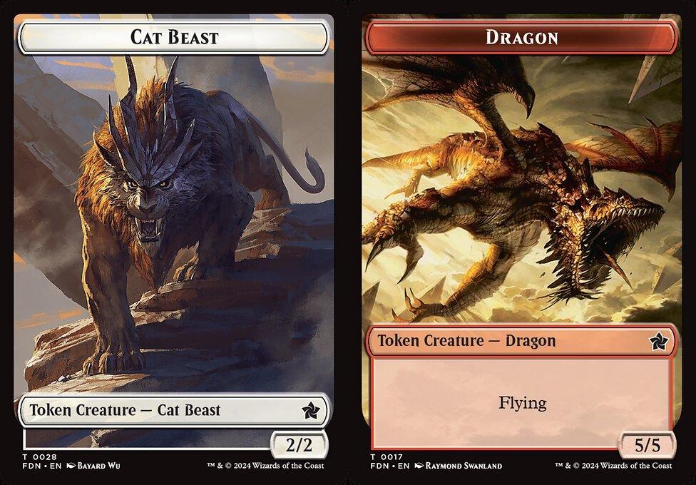 Cat Beast (0028) // Dragon (0017) Double-Sided Token